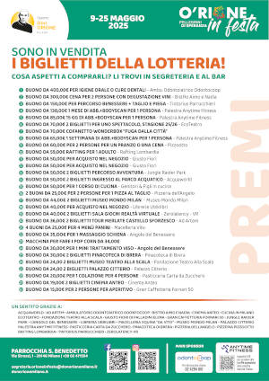 locandina con i premi lotteria. Formato A3